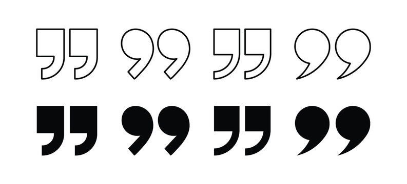 Double quote marks icon. Solid and stroke Style Icons. Quotation mark sign. inverted comma symbol. speech and typography design. Commas quotes speech marks