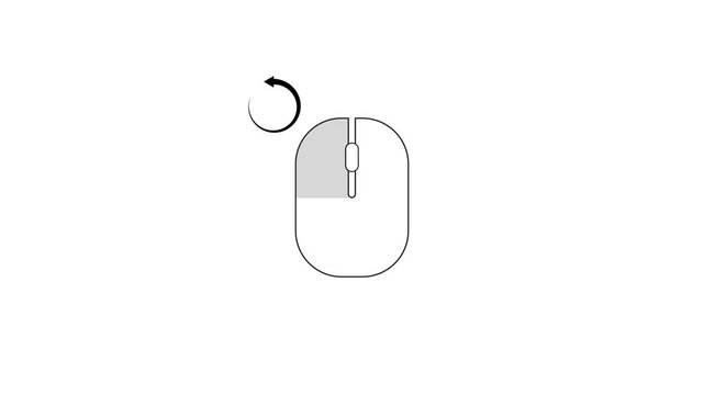 Rounded rectangle left button icon with a circular rotation arrow animation isolated on white background