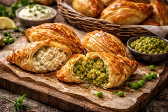 Authentic Maltese pastizzi bursting with ricotta and sweet peas