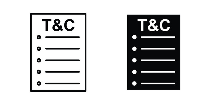 Terms and Conditions icon simple illustration set. Black and white icons