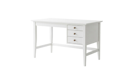 Fototapeta premium White wooden desk with three drawers isolated on transparent background