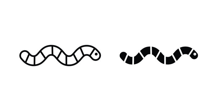 Worm icon simple illustration set. Black and white icons
