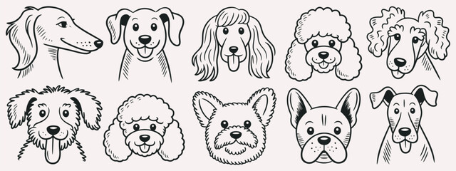 Obraz premium Scribble Chalk Charcoal Style Dogs Drawing, hand drawn puppy sketch art wax crayon grunge cute whimsical doodle vector illustration isolated white background tshirt poster sticker design
