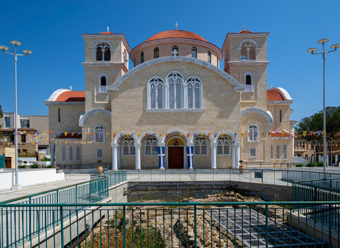  Front view of the modern St. Barnabas Cathedral in Nicosia, Cyprus