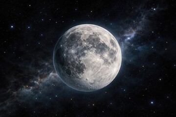 Naklejka premium Moon in outer space surrounded by cosmic darkness