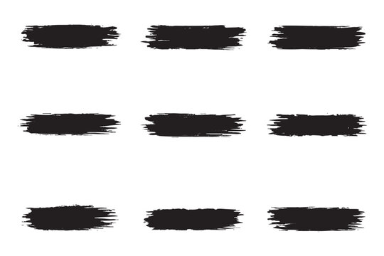 Black brush stroke vector art set with rough textured edges