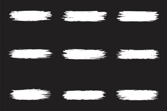 Black brush stroke vector art set with rough textured edges