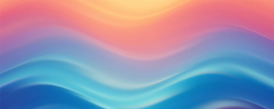 Abstract gradient background with flowing wavy layers in sunset hues