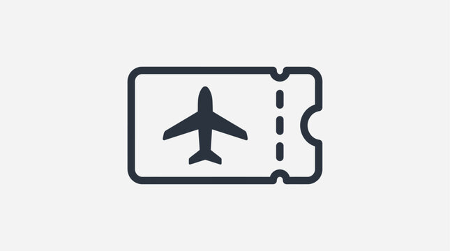 Flight booking icon minimal single graphic representation of an airplane ticket