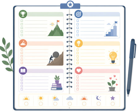 Weekly review template productivity reflection