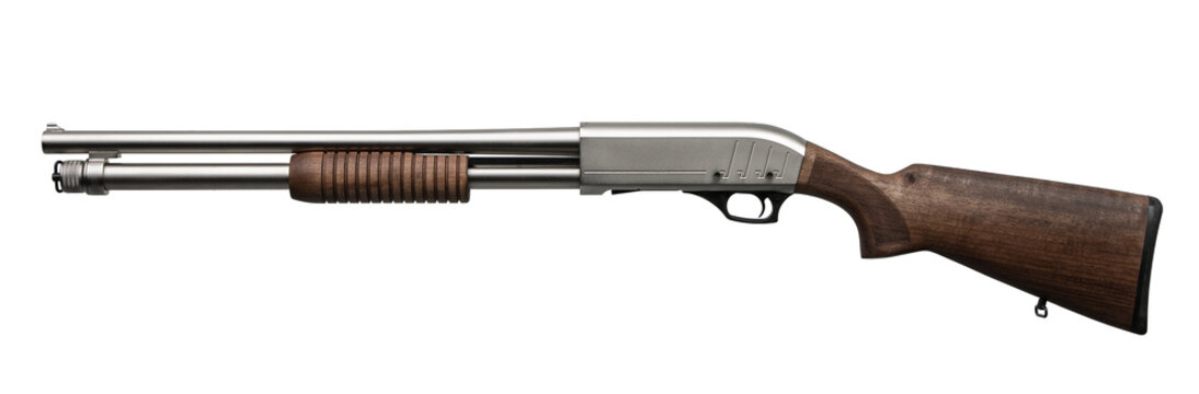 Silver receiver marine pump shotgun