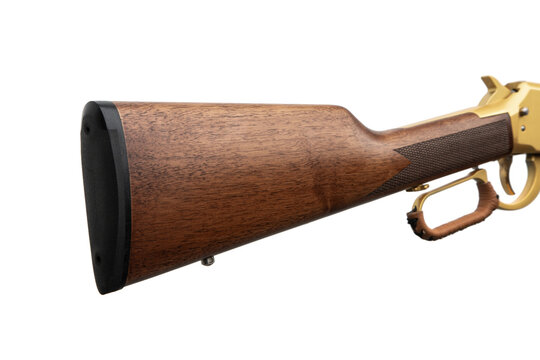 Wooden stock of golden rifle