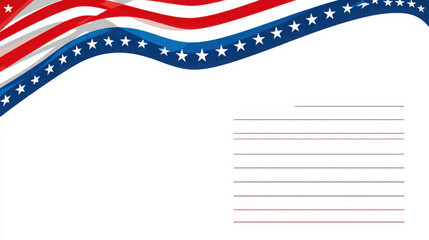 Obraz premium American flag design with red, white, and blue wavy lines and stars on top