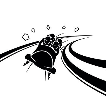 Bobsled Race on Ice Track.