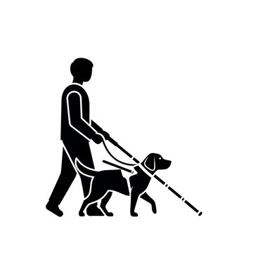 Man walking dog as guide.