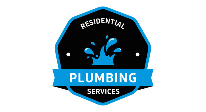 Residential Plumbing Services Logo with Water Splash Design.