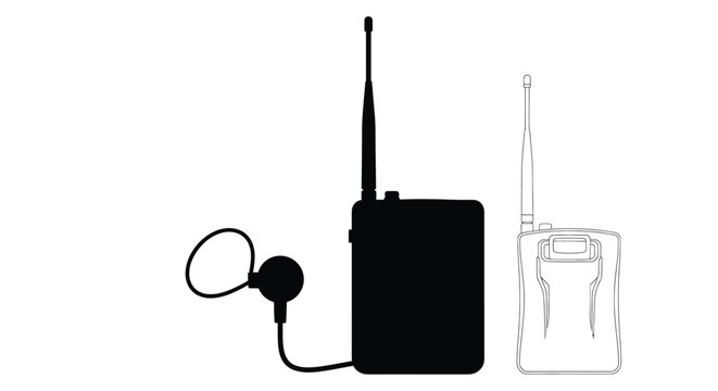 Two way radio with headset silhouette