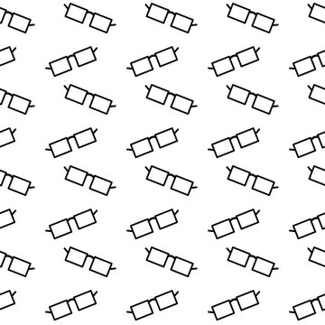 Black and white eyeglasses seamless pattern. Repeating sunglasses pattern for monochrome prints and stylish backgrounds. Eyeglasses doodle background. Sunglasses summer background
