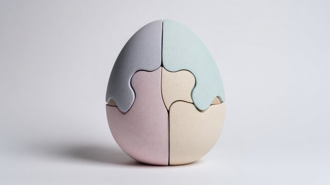 Pastel egg-shaped puzzle composed of four interlocking pieces