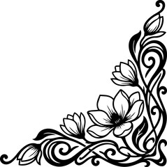 Elegant Floral Corner Border Design with Botanical Flourishes © N2