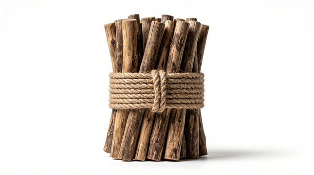 Unbreakable Bundle of Sticks Symbolizing Unity and Indivisible Strength Isolated on White