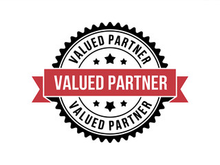 Obraz premium Valued Partner Badge Design With Red Banner And Stars