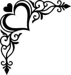Fototapeta premium Elegant Heart Shape Corner Border