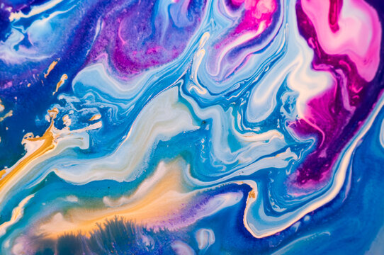 Colorful abstract art creation with swirling patterns in blue and pink shades