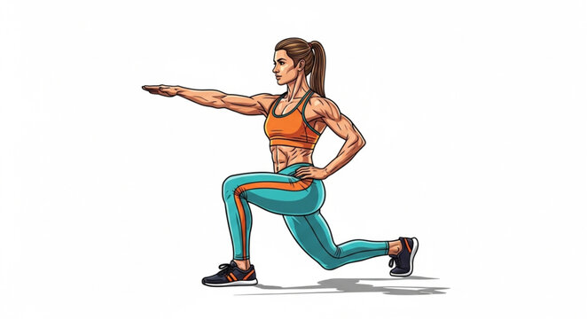 Woman Performing a Lunging Exercise for Fitness.