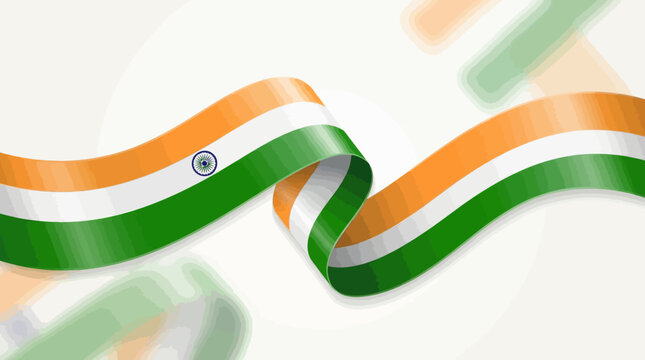 National flag of india in a wavy ribbon is perfect for multicultural designs, travel brochures, patriotic advertising, and social media posts.