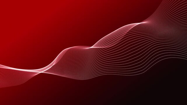 Neon glowing abstract wave line animation, futuristic flow curve background, digital technology loop motion graphic, red white flowing lines, 4k, 60 fps, HUD, loop