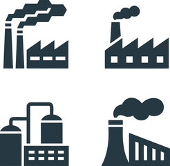 Obraz premium Industrial buildings with smokestacks and smokes industrial facilities with chimneys emitting smoke