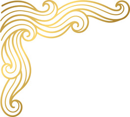 Fototapeta premium Golden Elegant Abstract Wave Corner Border