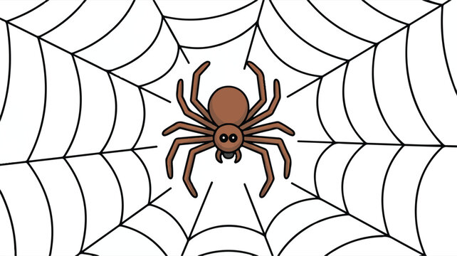 Brown spider sitting in the center of a web