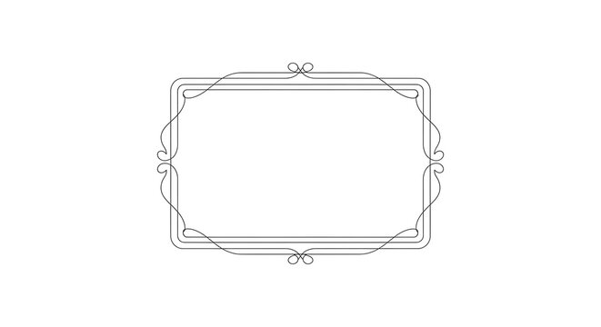 Elegant vintage rectangular frame with decorative flourishes isolated on white background
