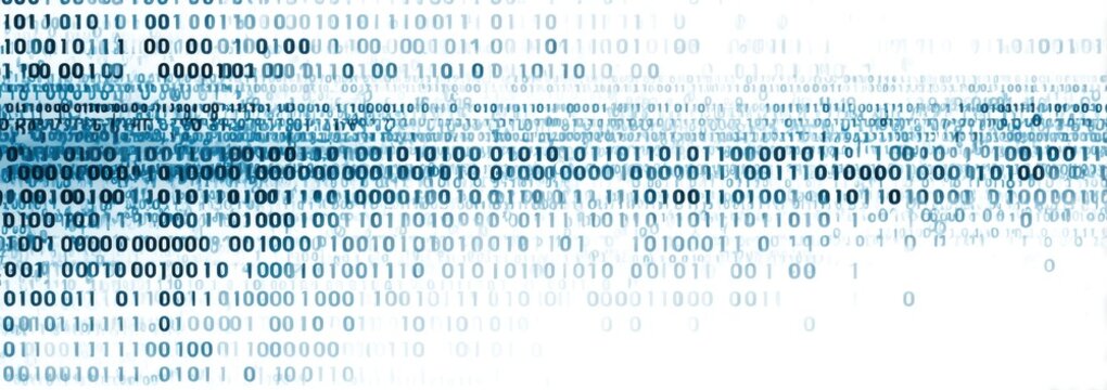 Abstract digital stream of binary code with fading blue hues