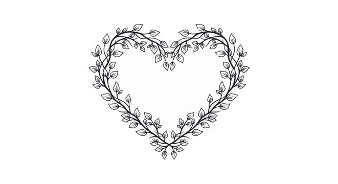 Black and white line art decorative design featuring intricate hand-drawn botanical flourishes and symmetrical geometric patterns, isolated on a white background for versatile creative use.