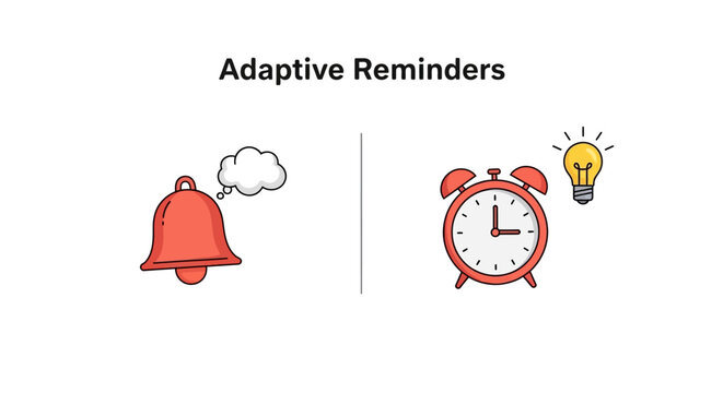 Alarm clock and bell reminder icons.