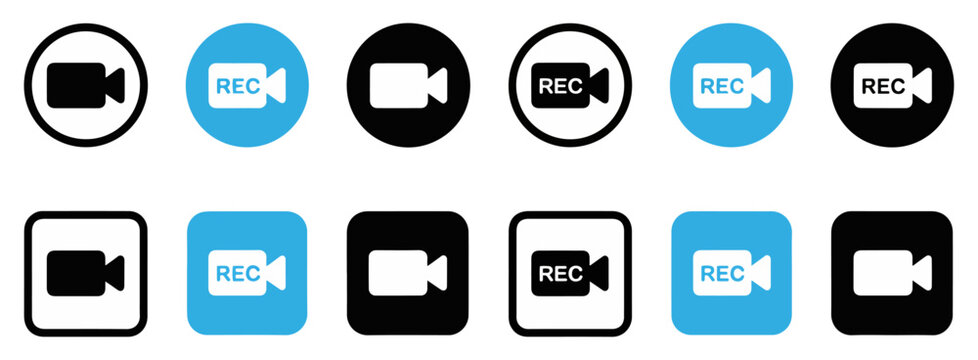 video camera recording icon vector set