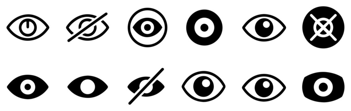 password eye line icon set vector