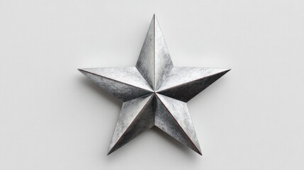 Obraz premium A metallic, five-pointed star with subtle texture against a plain background