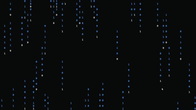 Rain drops  binary code floating on the screen continuity of ones and zeros in a glowing computer matrix screen with circular diode animation