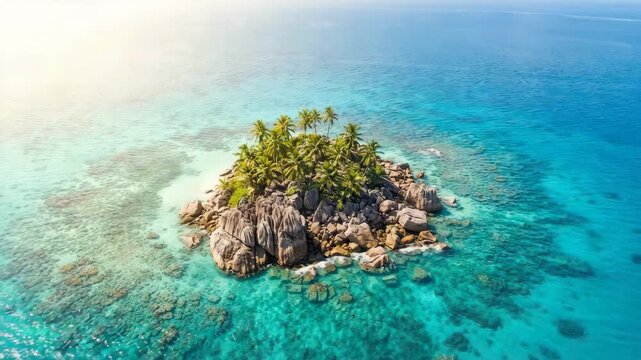 st pierre island seychelles seascape drone zoom out video