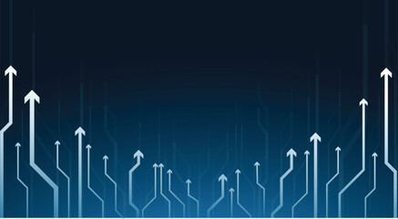 Fototapeta premium Abstract Circuitry Design with Gradient Blue Lines and Rising Arrows for Modern Tech Background