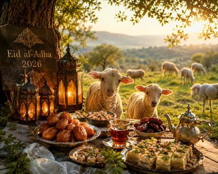 Rustic Eid al Adha 2026 Farm Breakfast with Lambs, Lanterns and Traditional Sweets
