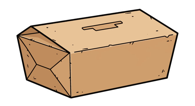 Brown Cardboard Box with Handle Illustration.