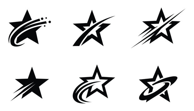 Shooting star silhouette vector set for corporate success and dynamic swoosh logo design