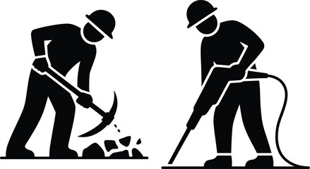 Two construction workers digging ground with shovels © Gita