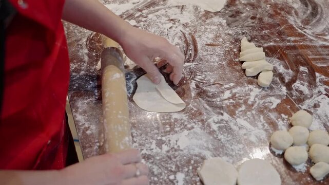 Rolling Dough for Dumplings on Ship