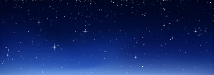 Dark blue cosmic sky filled with sparkling stars and soft galaxy glow. Elegant outer space background for digital artwork. PNG resource. © Freesstock